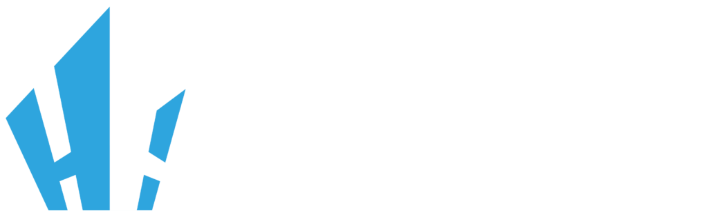 Heicio Oy:n logo ja tunnus negaviiti versio. a black and white logo